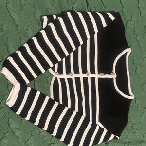 Chic Striped Black and White Cardigan
